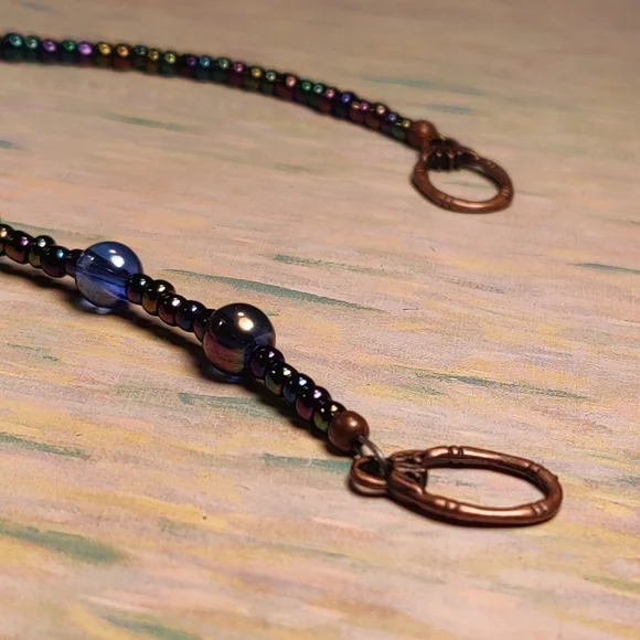 Blue Agate & Glass Beads Handmade Bracelet - Picture 7 of 13